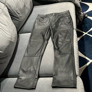 Black 100% polyester coating pleather pants